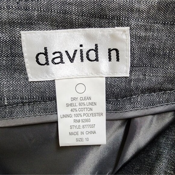 David N Pants Womens 10 Linen Blend Black Silver Wide Leg Textured Shimmer New - Picture 10 of 12